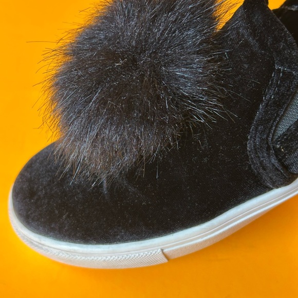 Betsey Johnson Black Velvet Sneakers with Pom Poms - Picture 3 of 11